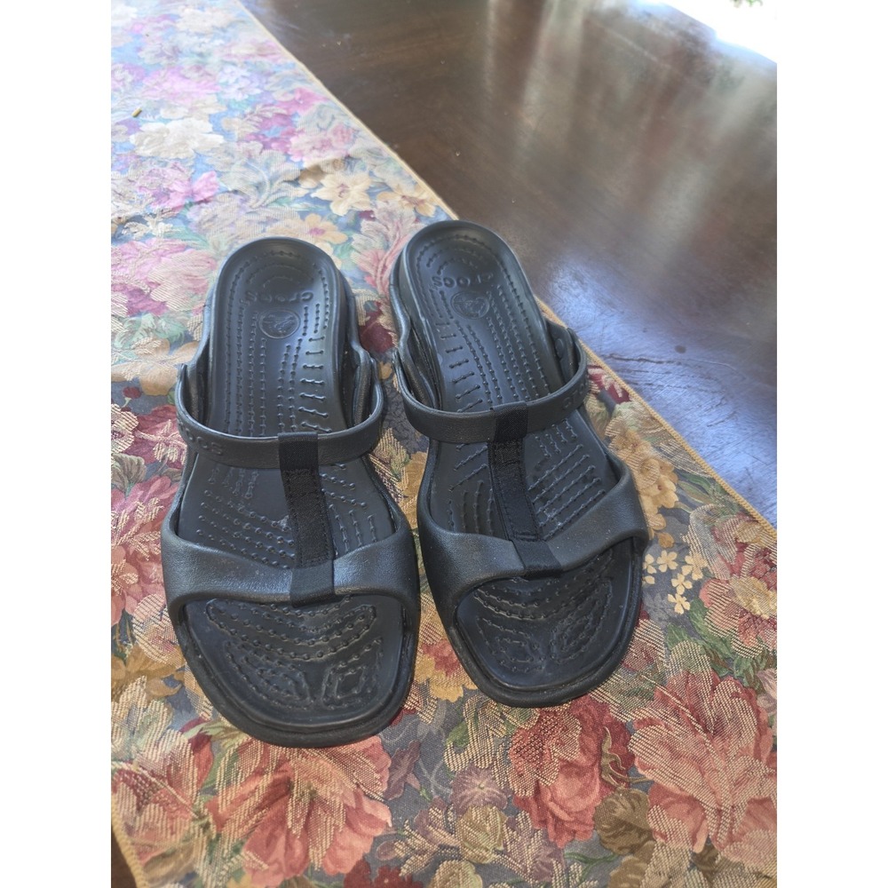 CROCS Black Cleo III Slip-On Sandals Minimal Utility Resort Summer Comfort Sz 11